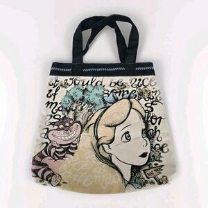 Disney Loungefly Alice in Wonderland Canvas Tote Bag Cheshire Cat Book Alice